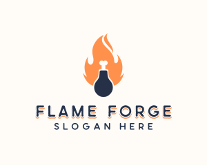 Chicken Drumstick Flame Grill  logo design