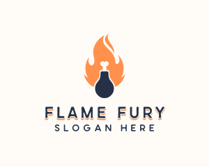 Chicken Drumstick Flame Grill  logo design