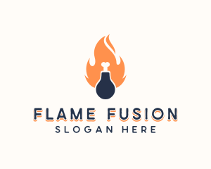 Chicken Drumstick Flame Grill  logo design