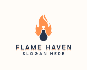 Chicken Drumstick Flame Grill  logo design