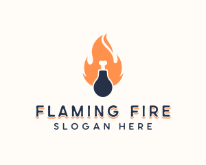 Chicken Drumstick Flame Grill  logo design