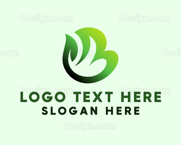 Green Organic Plant Letter B Logo