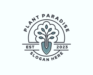 Landscaping Plant Shovel logo design