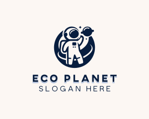 Astronaut Moon Planet logo design