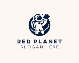 Astronaut Moon Planet logo design