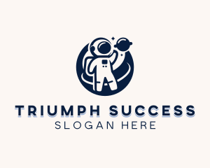 Astronaut Moon Planet logo design