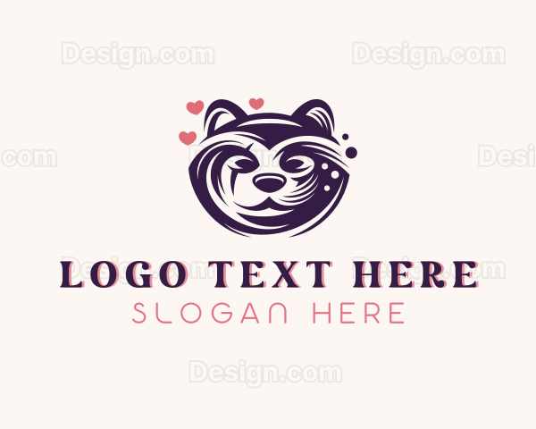 Raccoon Heart Animal Logo