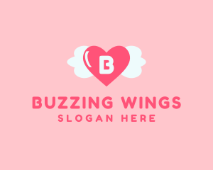 Feminine Love Heart Wings logo design