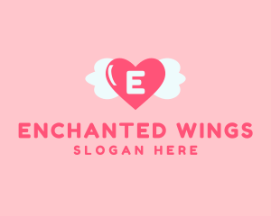 Feminine Love Heart Wings logo design