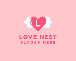 Feminine Love Heart Wings logo design