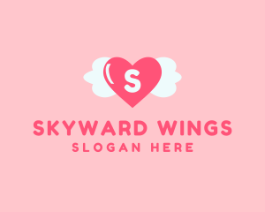 Feminine Love Heart Wings logo design