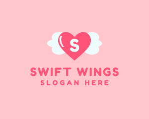 Feminine Love Heart Wings logo design