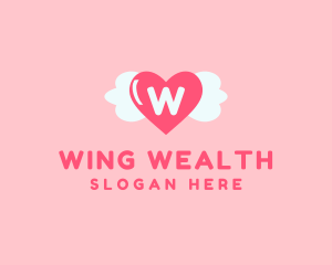 Feminine Love Heart Wings logo design