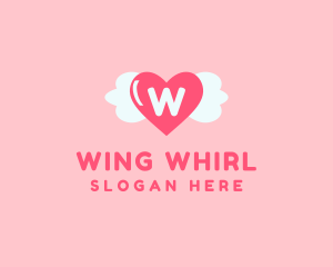 Feminine Love Heart Wings logo design