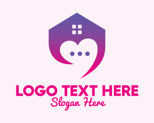 Caring - Lovely Home Chat Messaging logo design