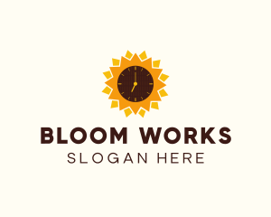 Sunflower Time Clock  logo design