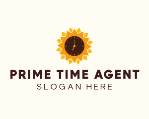 Sunflower Time Clock  logo design