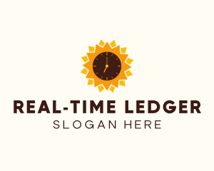 Sunflower Time Clock  logo design