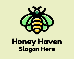 Monoline Honeybee Insect logo design