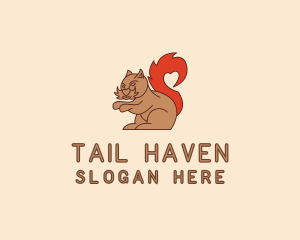 Squirrel Heart Tail logo design