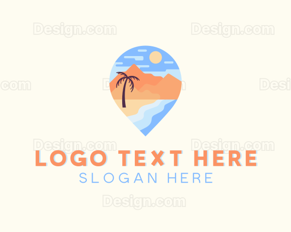 Beach Island Tropical Vacation Logo