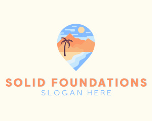 Beach Island Tropical Vacation Logo