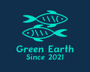 Green Twin Fish  logo design