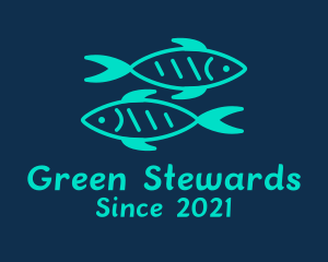 Green Twin Fish  logo design