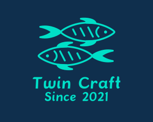 Green Twin Fish  logo design