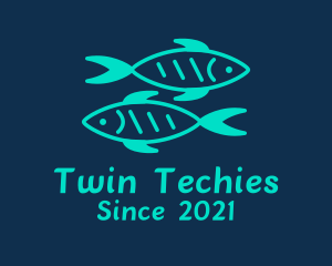 Green Twin Fish  logo design