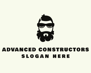 Hipster Beard Sunglasses Man logo design