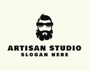 Hipster Beard Sunglasses Man logo design