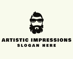 Hipster Beard Sunglasses Man logo design