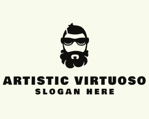 Hipster Beard Sunglasses Man logo design