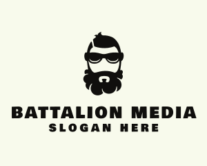 Hipster Beard Sunglasses Man logo design