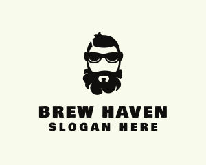 Hipster Beard Sunglasses Man logo design