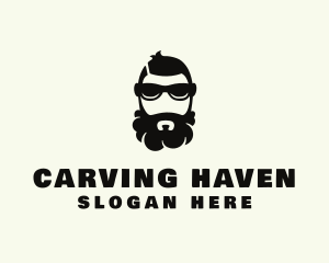 Hipster Beard Sunglasses Man logo design