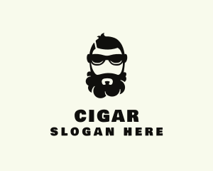 Hipster Beard Sunglasses Man logo design