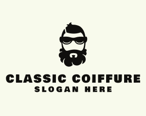 Hipster Beard Sunglasses Man logo design