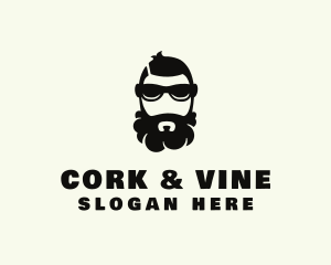 Hipster Beard Sunglasses Man logo design