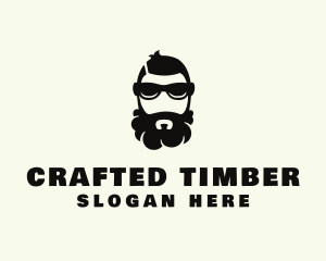 Hipster Beard Sunglasses Man logo design