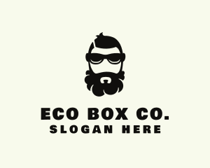 Hipster Beard Sunglasses Man logo design