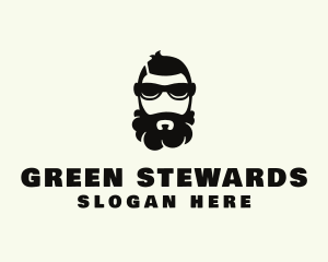 Hipster Beard Sunglasses Man logo design