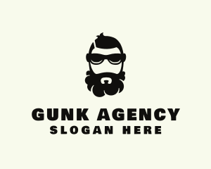 Hipster Beard Sunglasses Man logo design