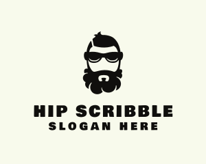 Hipster Beard Sunglasses Man logo design