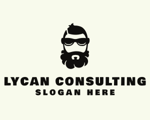 Hipster Beard Sunglasses Man logo design