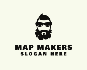 Hipster Beard Sunglasses Man logo design