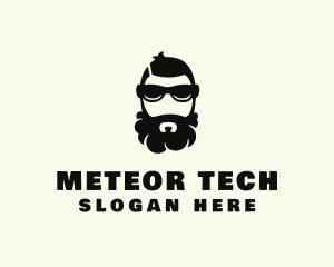 Hipster Beard Sunglasses Man logo design