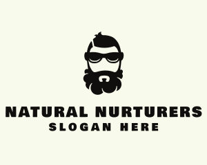 Hipster Beard Sunglasses Man logo design