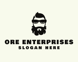 Hipster Beard Sunglasses Man logo design